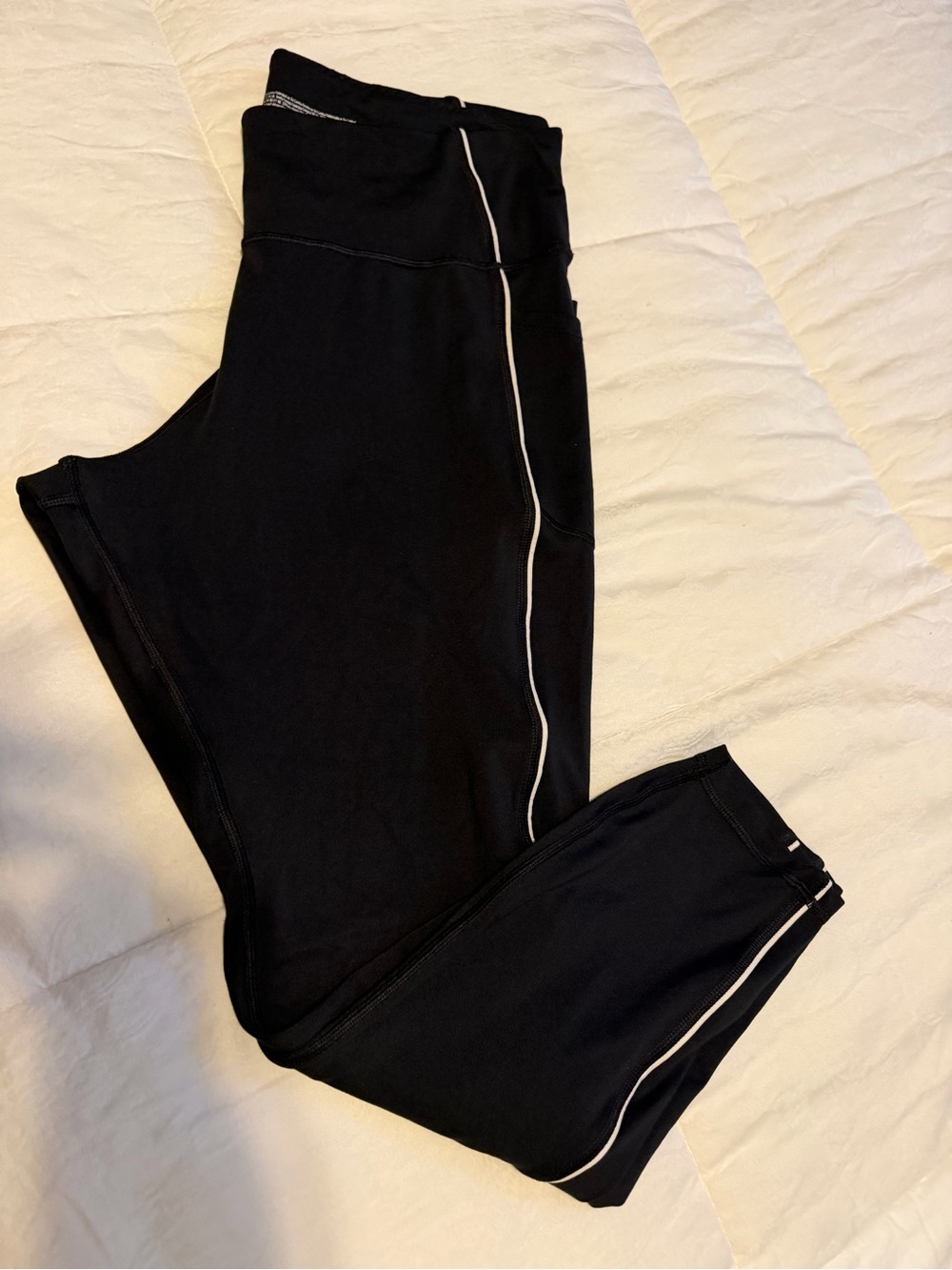Victoria's Secret Black Leggings with White Piping with pockets